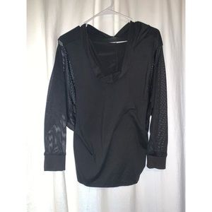 Black Mesh Sleeve Hoodie